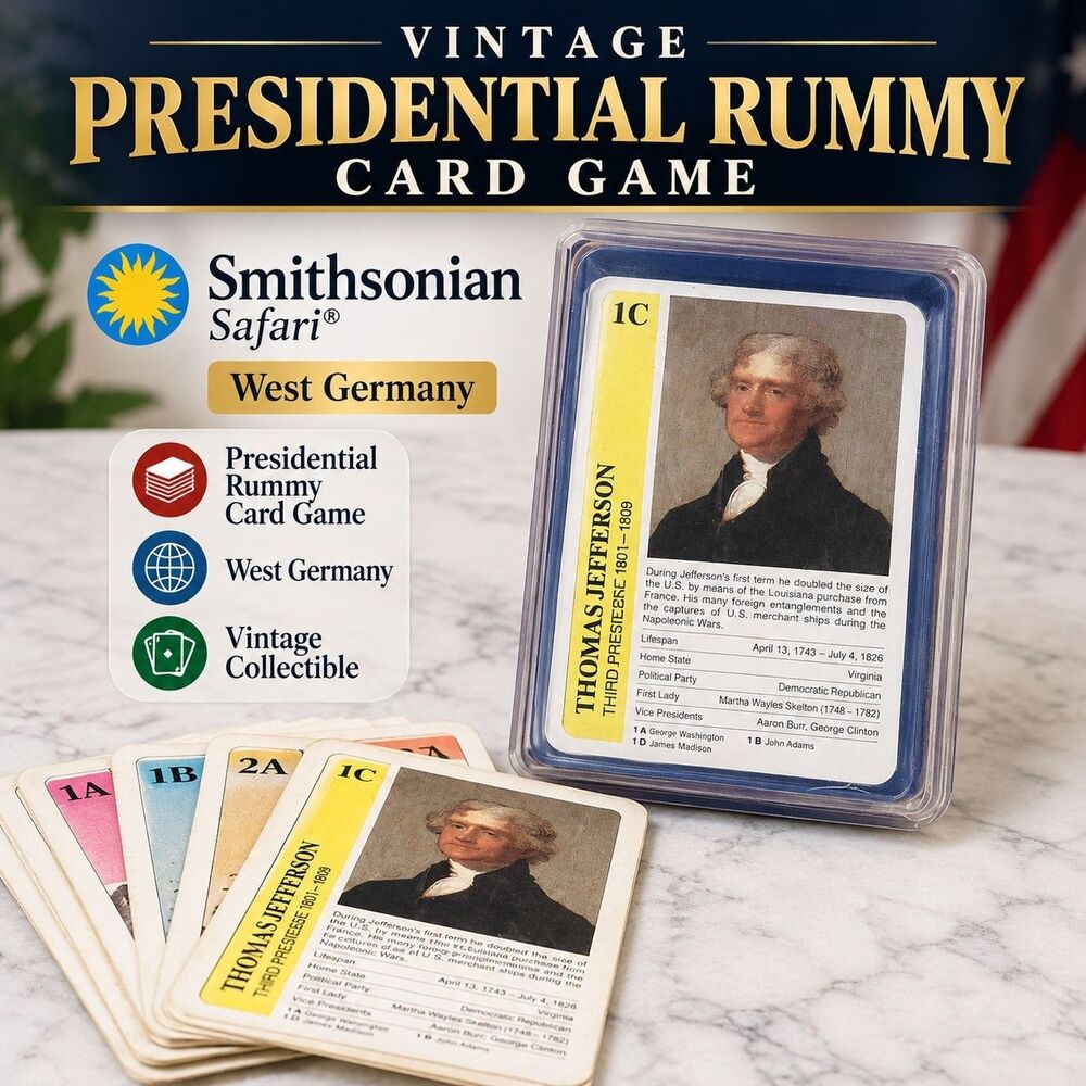 Vintage Presidential Rummy Card Game Smithsonian Safari West Germany